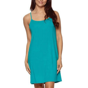 Felina Womens Mini Dress S Blue Ribbed Rayon Sleeveless Scoop Neck Bodycon Beach
